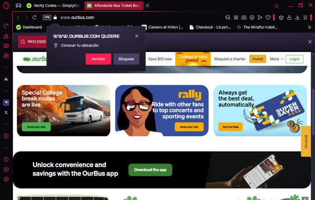 Our Bus checkout page showing Our Bus coupon code box | Screenshot taken by SimplyCodes community member on Mar 17, 2025