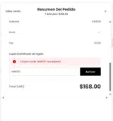 MAKE10 coupon verification screenshot