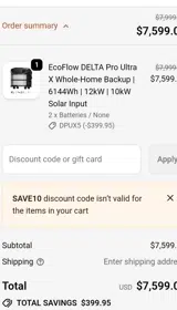 SAVE10 coupon verification screenshot