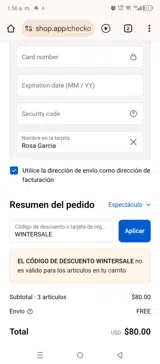 WINTERSALE coupon verification screenshot