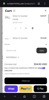 WINTERSALE coupon verification screenshot