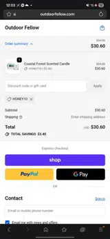 HONEY10 coupon verification screenshot