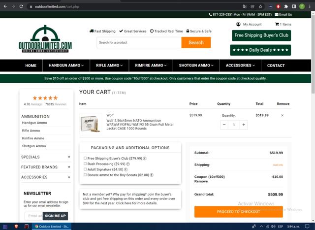 Outdoor Limited checkout page showing Outdoor Limited coupon code box | Screenshot taken by SimplyCodes community member on Jan 13, 2022