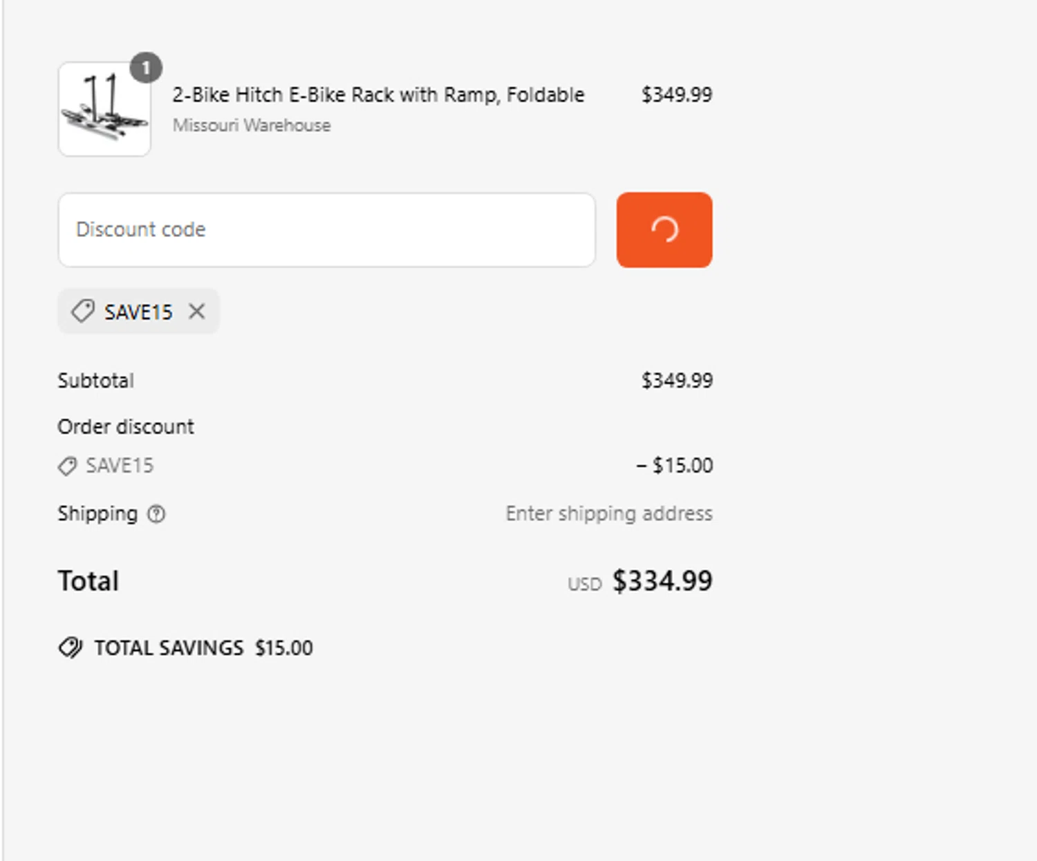 OutfitR promo code screenshot showing code SAVE15 applied at OutfitR checkout page. Uploaded by SimplyCodes community member gaaaaaaara on May 2, 2025