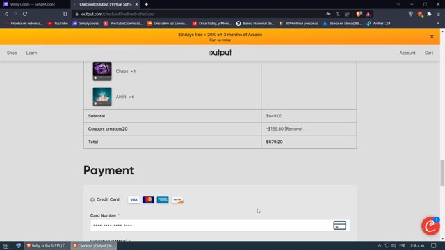 Output checkout page showing Output promo code box | Screenshot taken by SimplyCodes community member on May 11, 2023