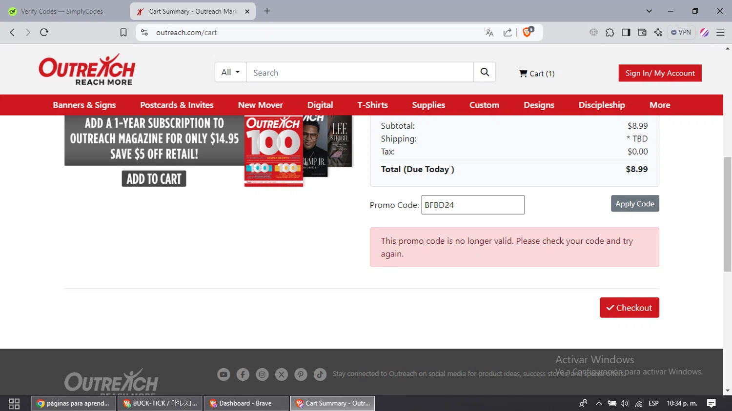 Outreach.com promo code screenshot showing code BFBD24 applied at Outreach.com checkout page. Uploaded by SimplyCodes community member CrownPhoenix3482 on Dec 30, 2024