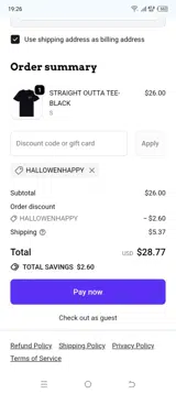 hallowenhappy coupon verification screenshot