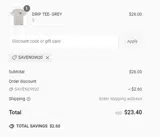 SAVENOW20 coupon verification screenshot