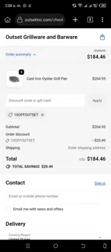 10offOutset coupon verification screenshot