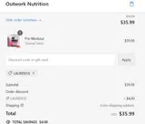 LAUREN10 coupon verification screenshot