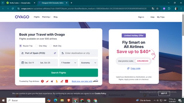 Ovago checkout page showing Ovago promo code box | Screenshot taken by SimplyCodes community member on Aug 12, 2025