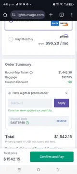 Easter40 coupon verification screenshot