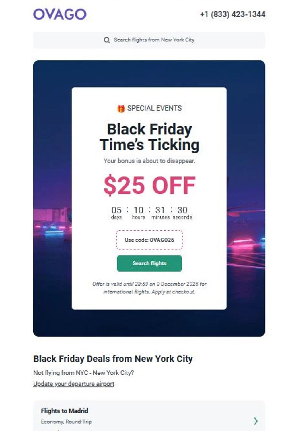 Ovago promo code screenshot showing code ovago25 applied at Ovago checkout page. Uploaded by SimplyCodes community member stygian1 on Nov 28, 2025