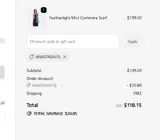 ANASTASIA15 coupon verification screenshot