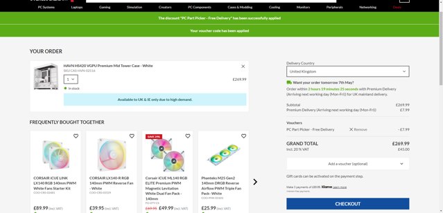 Overclockers UK checkout page showing Overclockers UK discount code box | Screenshot taken by SimplyCodes community member on May 6, 2025