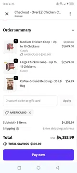 America300 coupon verification screenshot