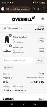 Overkill coupon verification screenshot