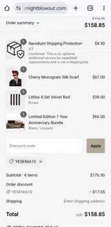 Yesenia10 coupon verification screenshot