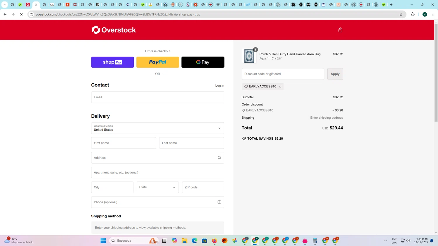 where to use Overstock.com promo code box