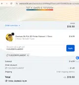 FUELEDBYFILAMENT coupon verification screenshot