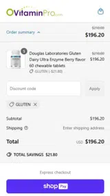 gluten coupon verification screenshot