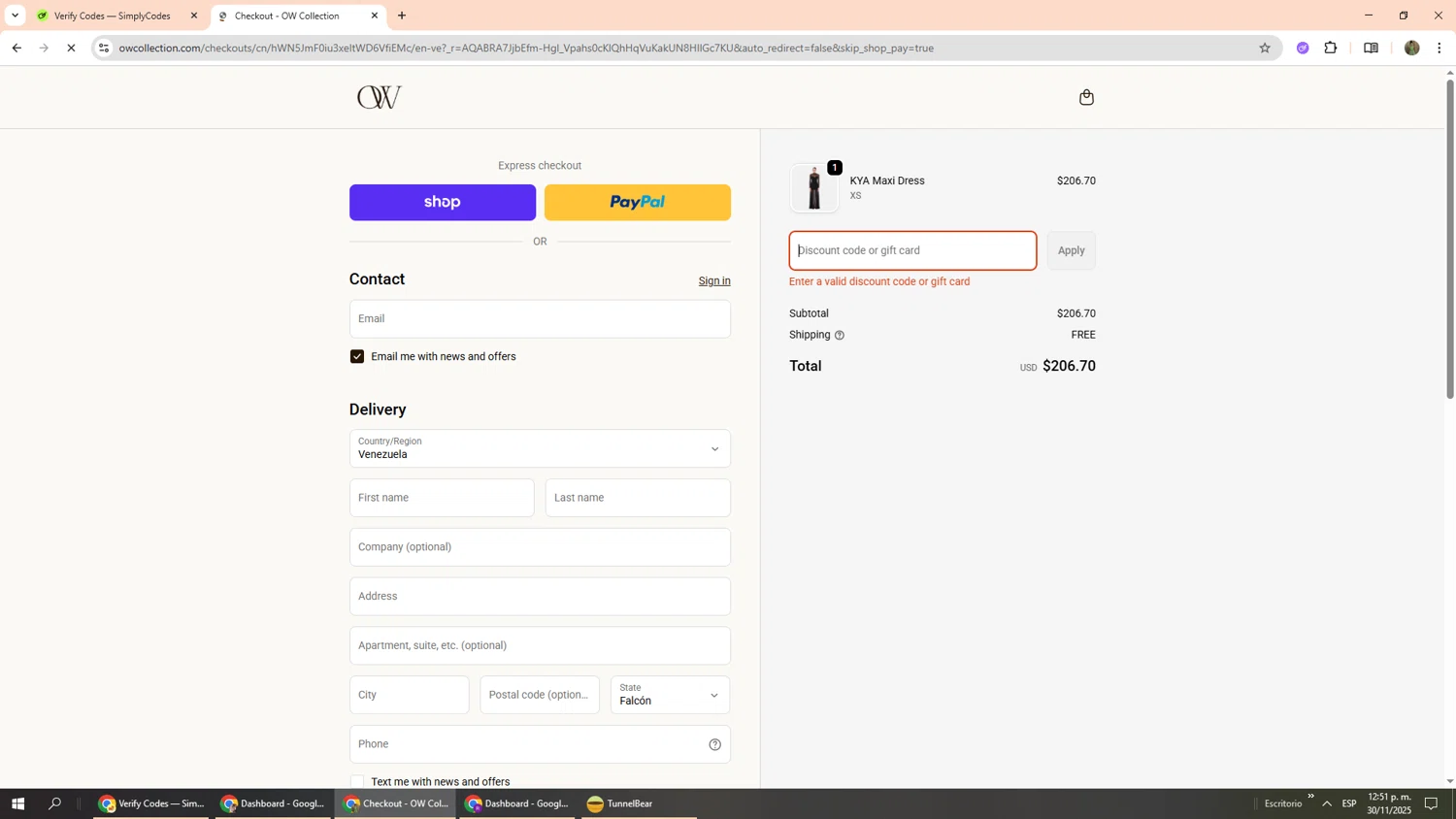 OW Collection promo code screenshot showing code WELCOME15 applied at OW Collection checkout page. Uploaded by SimplyCodes community member Phoenix585 on Nov 30, 2025