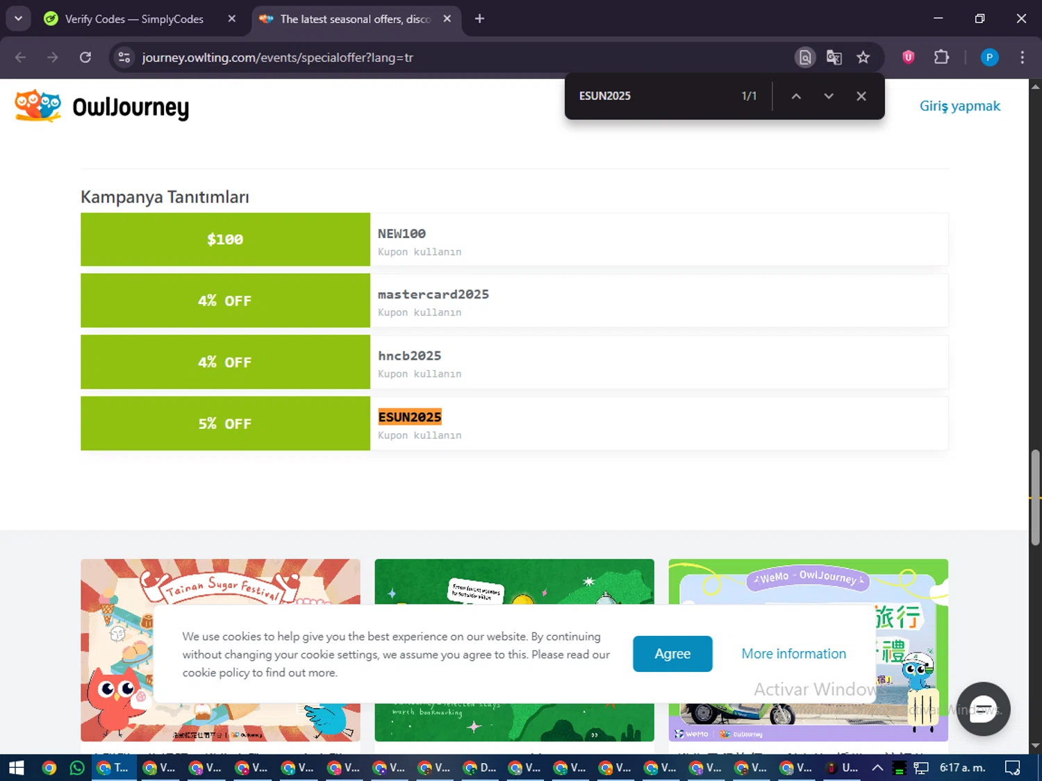 OwlTing checkout page showing OwlTing promo code box | Screenshot taken by SimplyCodes community member on Dec 22, 2025