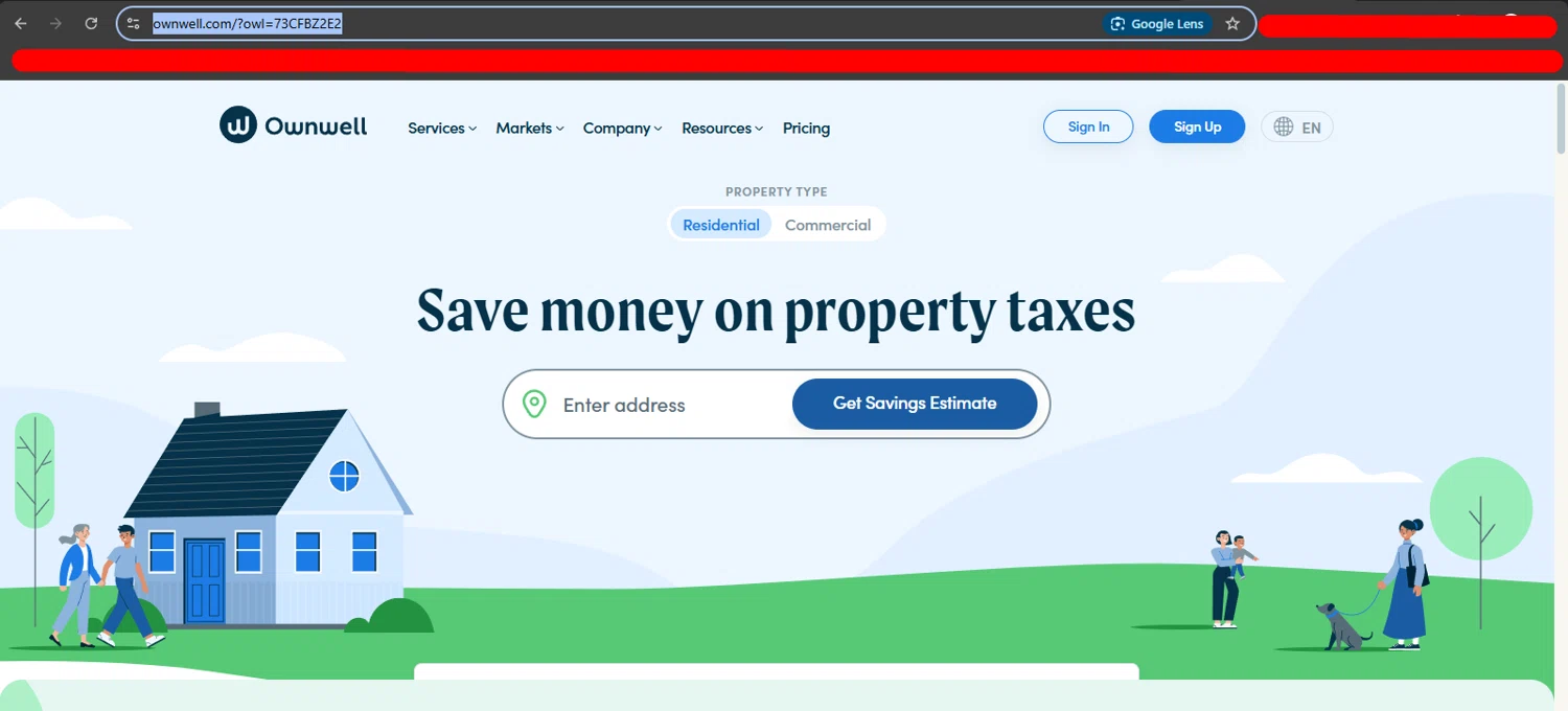 Ownwell promo code screenshot showing code 73CFBZ2E2 applied at Ownwell checkout page. Uploaded by SimplyCodes community member rapiddeals on Apr 28, 2025