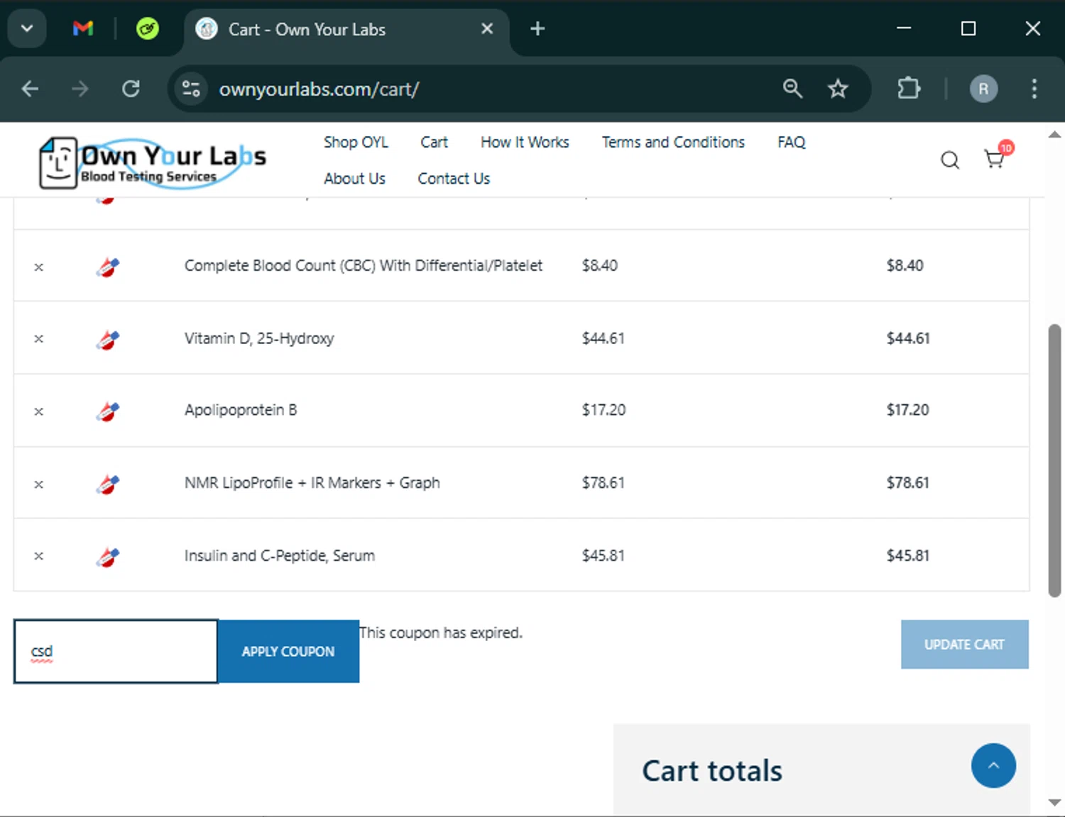 Own Your Labs coupon code screenshot showing code csd applied at Own Your Labs checkout page. Uploaded by SimplyCodes community member PrimeWhiz5416 on Mar 19, 2025