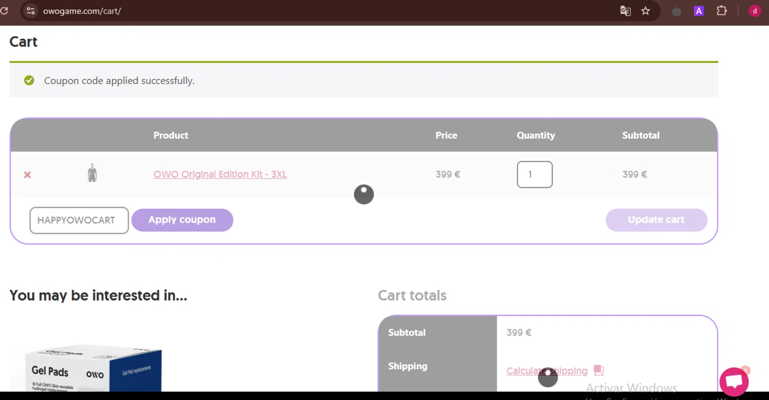 OWO promo code screenshot showing code HAPPYOWOCART applied at OWO checkout page. Uploaded by SimplyCodes community member CleverNavigator9655 on Apr 17, 2025