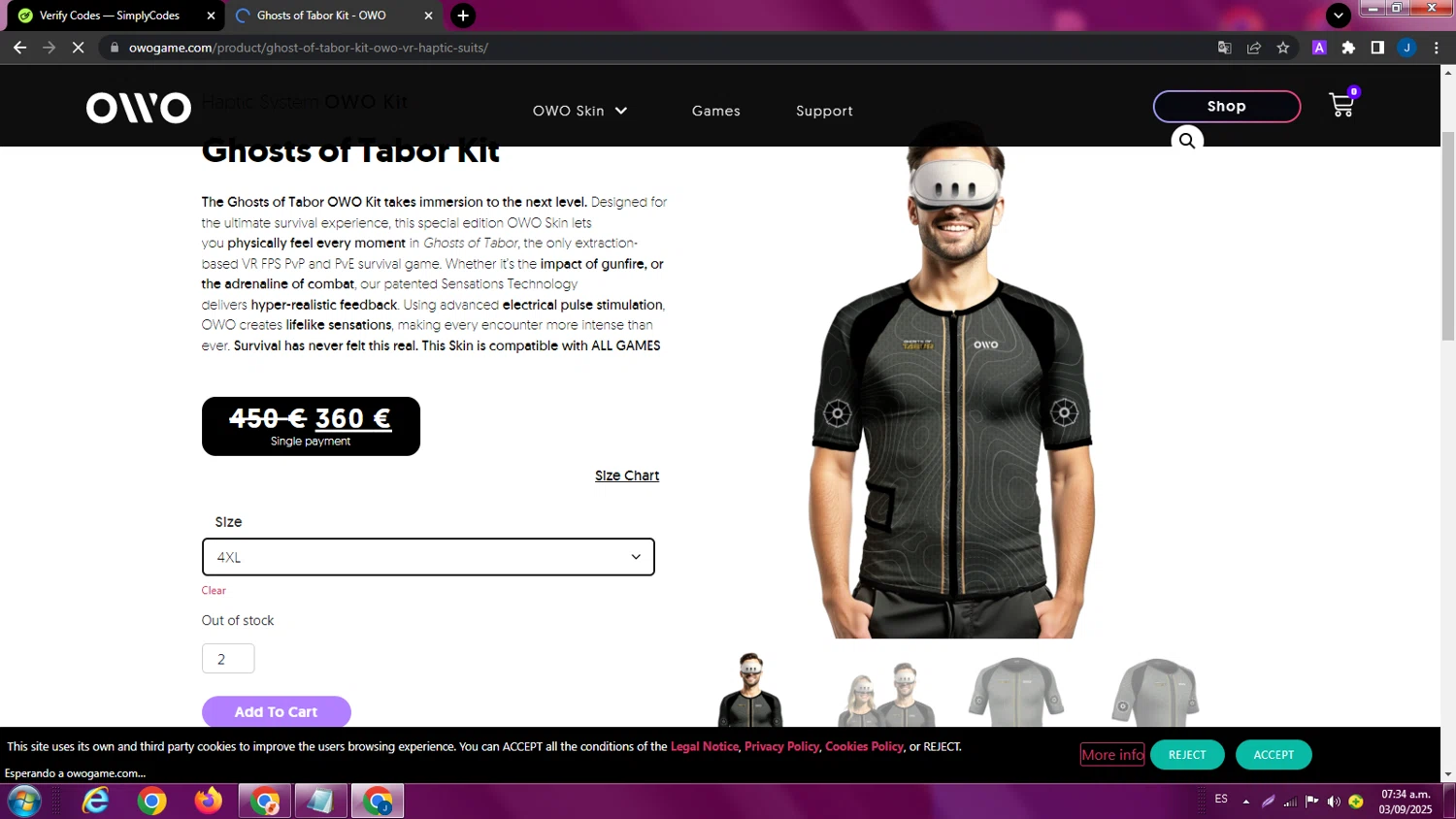 OWO promo code screenshot showing code gotxowo10 applied at OWO checkout page. Uploaded by SimplyCodes community member ExtraordinaryPhoenix9295 on Sep 3, 2025