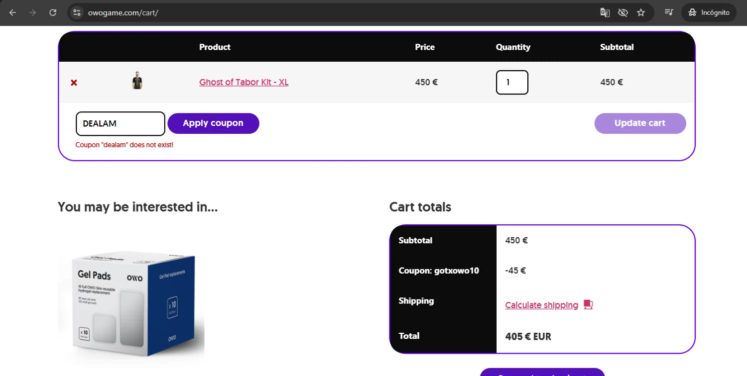 OWO promo code screenshot showing code DEALAM applied at OWO checkout page. Uploaded by SimplyCodes community member UchihaMadara on Apr 26, 2025
