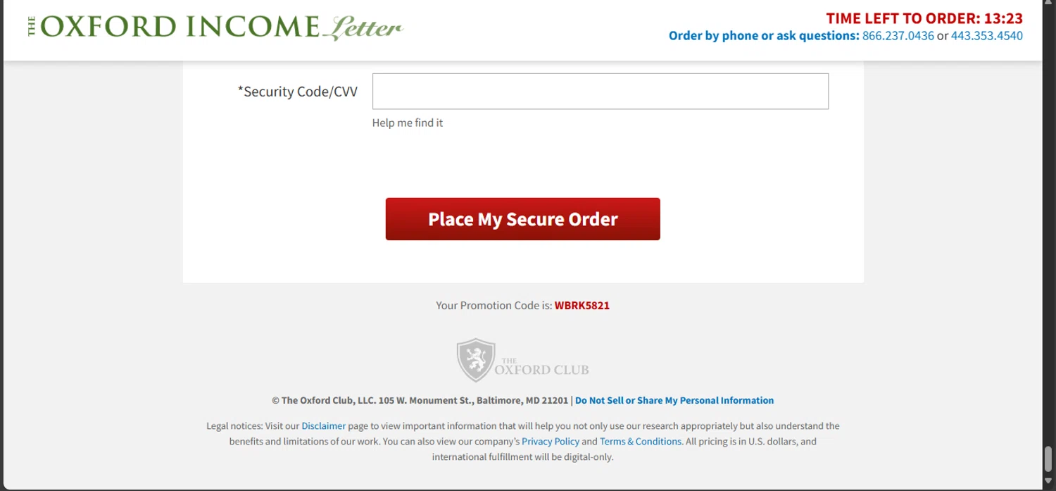 The Oxford Club promo code screenshot showing code WBRK5821 applied at The Oxford Club checkout page. Uploaded by SimplyCodes community member Nicoletorres on Sep 15, 2025
