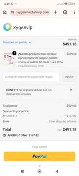 HONEY15 coupon verification screenshot