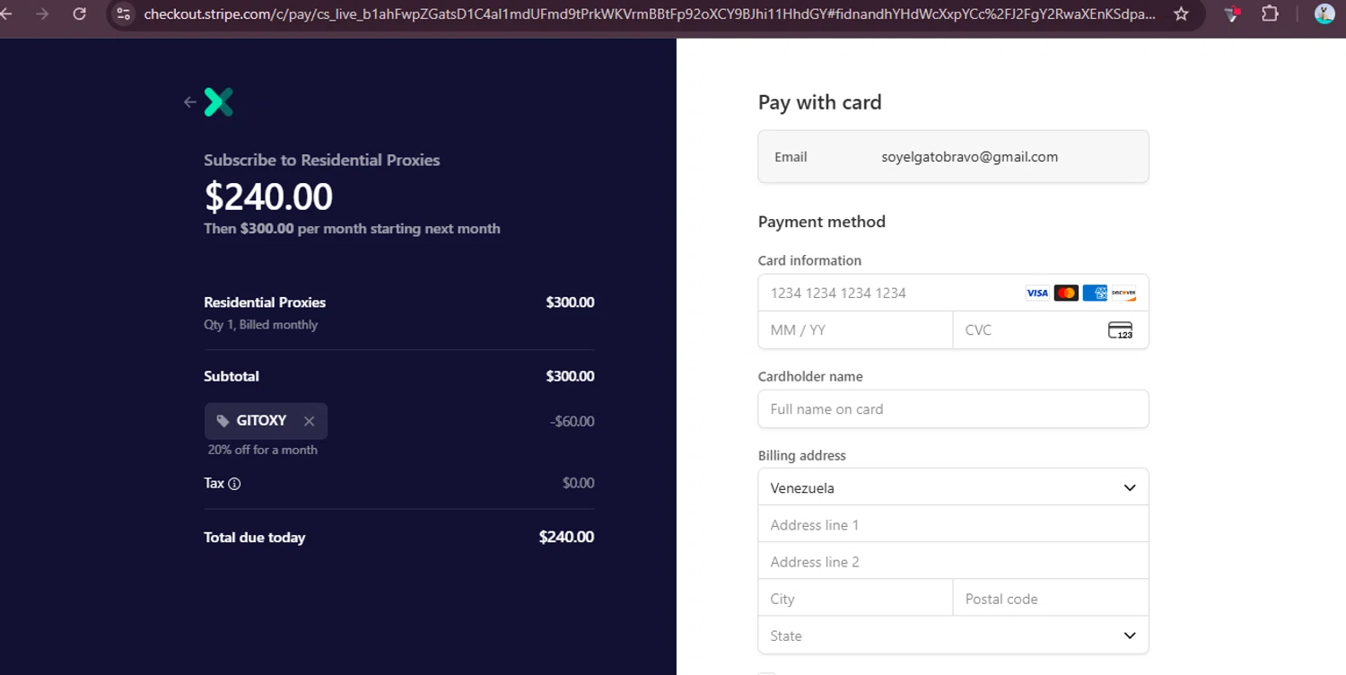 Oxylabs checkout page showing Oxylabs discount code box | Screenshot taken by SimplyCodes community member on Nov 3, 2025