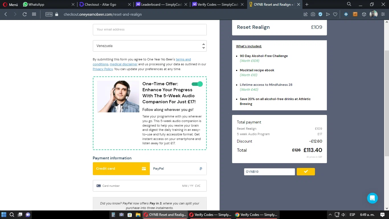 OYNB checkout page showing OYNB promo code box | Screenshot taken by SimplyCodes community member on Jul 12, 2023