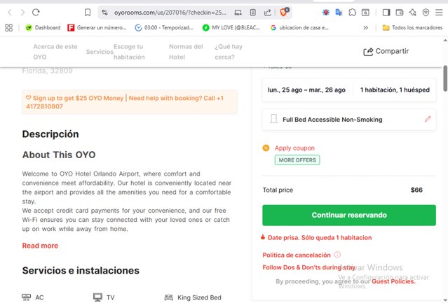 OYO Hotels USA checkout page showing OYO Hotels USA promo code box | Screenshot taken by SimplyCodes community member on Aug 25, 2025