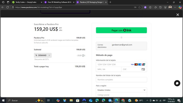 Pacdora checkout page showing Pacdora coupon code box | Screenshot taken by SimplyCodes community member on Aug 31, 2025