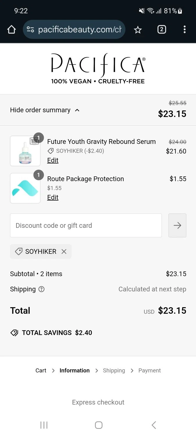 how to use Pacifica coupons