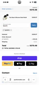 Save15 coupon verification screenshot