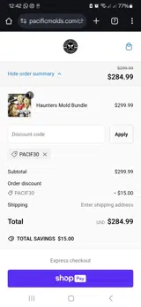 PACIF30 coupon verification screenshot