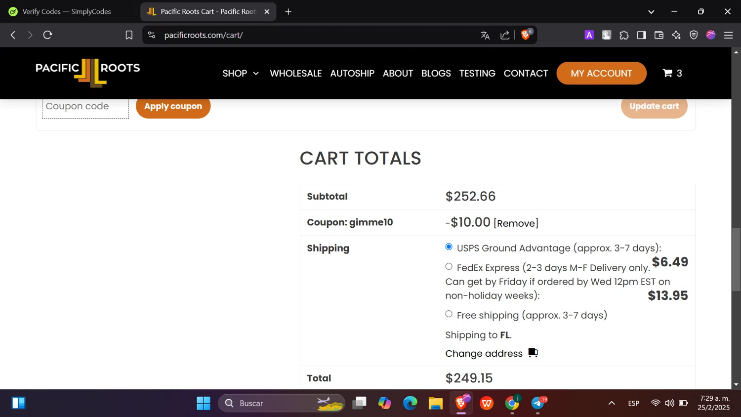MedRoots checkout page showing MedRoots promo code box | Screenshot taken by SimplyCodes community member on Feb 25, 2025