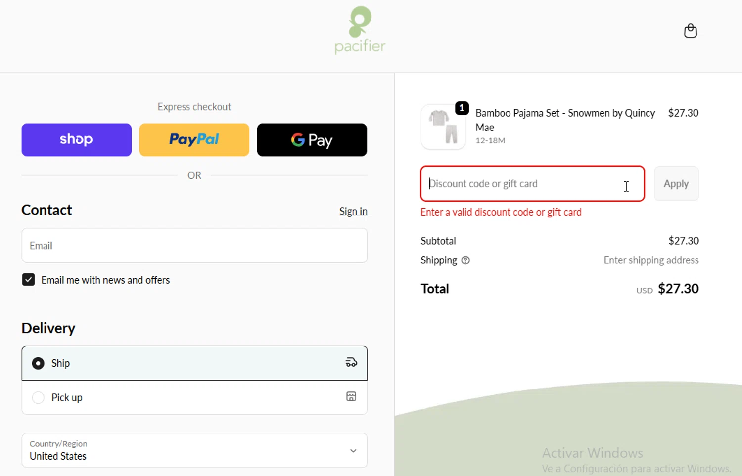 Pacifier coupon code screenshot showing code EARLYBIRD applied at Pacifier checkout page. Uploaded by SimplyCodes community member BudgetGuardian5712 on Nov 27, 2025