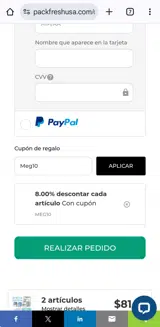 Meg10 coupon verification screenshot