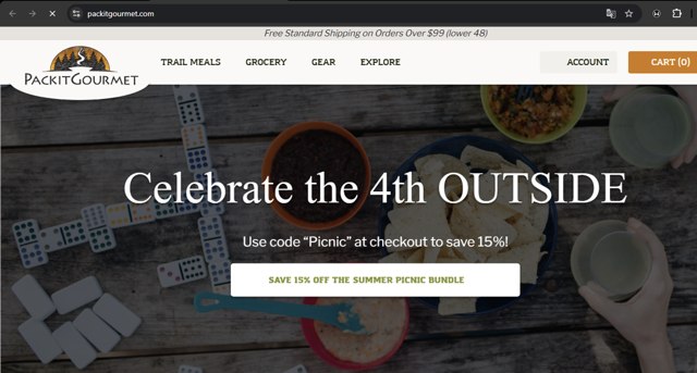 Packit Gourmet checkout page showing Packit Gourmet coupon code box | Screenshot taken by SimplyCodes community member on Jul 2, 2025