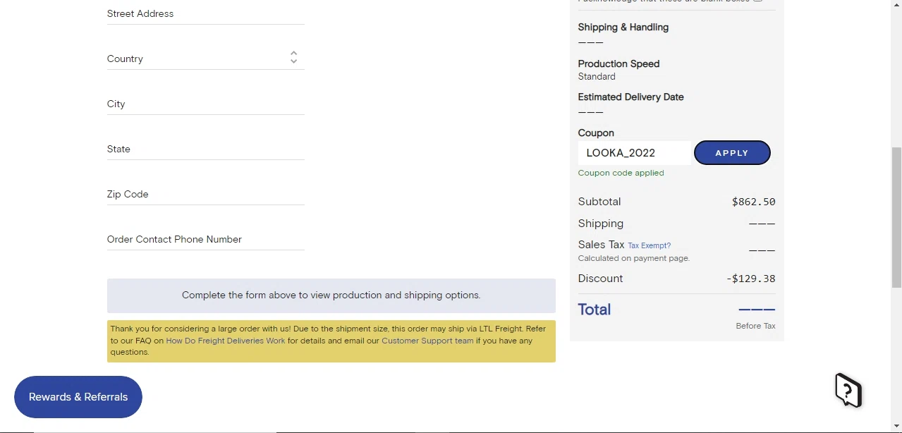 Packlane checkout page showing Packlane coupon code box | Screenshot taken by SimplyCodes community member on Aug 8, 2022