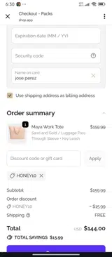 HONEY10 coupon verification screenshot