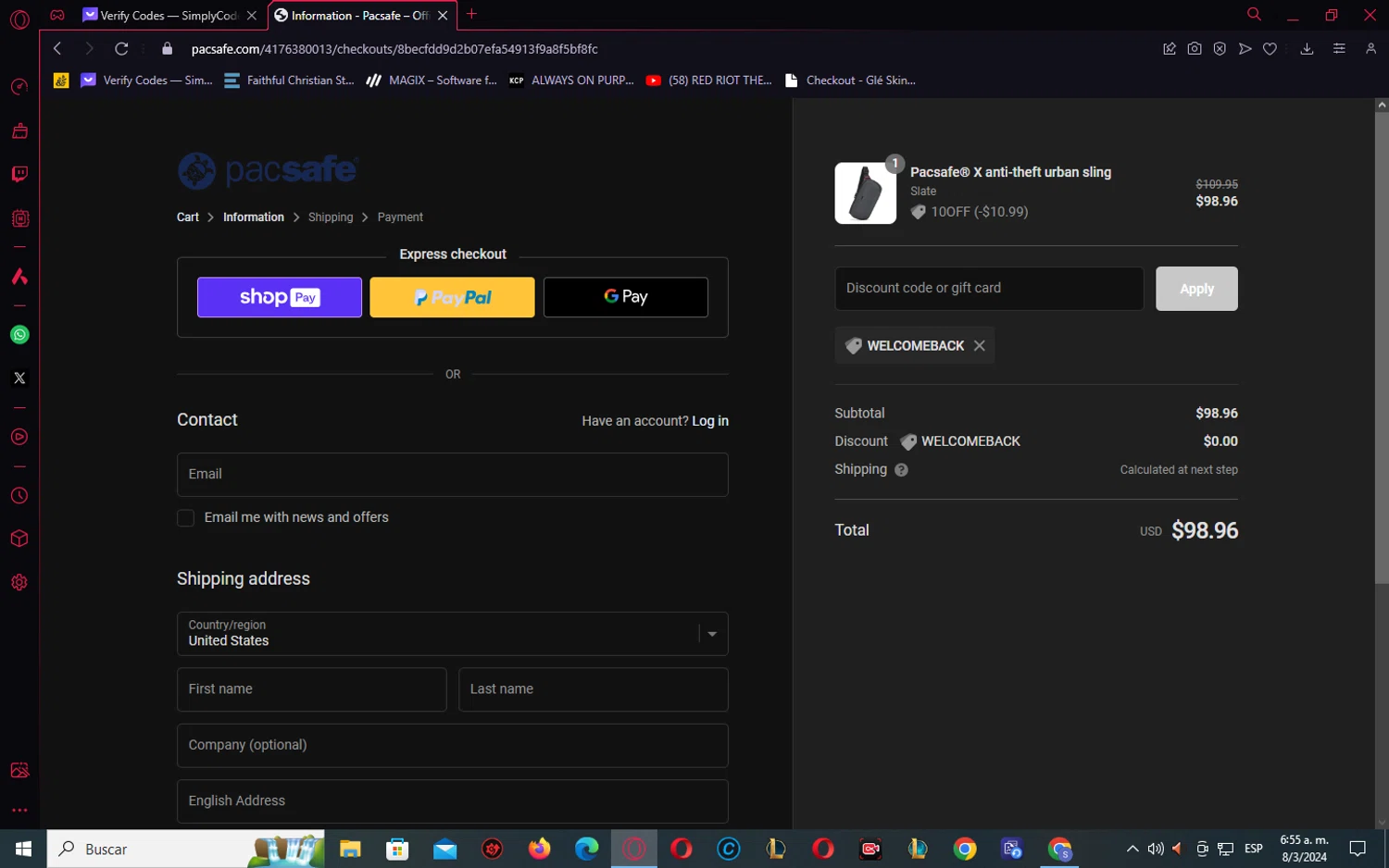 Pacsafe Discount Codes 10 Off Coupon Codes in August 2024 SimplyCodes