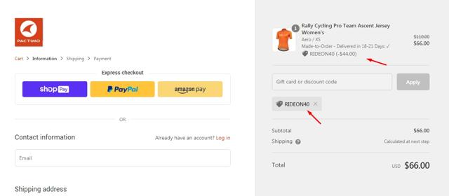 Pactimo checkout page showing Pactimo coupon code box | Screenshot taken by SimplyCodes community member on May 9, 2020