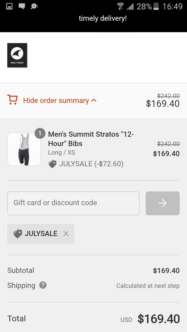 Pactimo checkout page showing Pactimo coupon code box | Screenshot taken by SimplyCodes community member on Dec 8, 2020